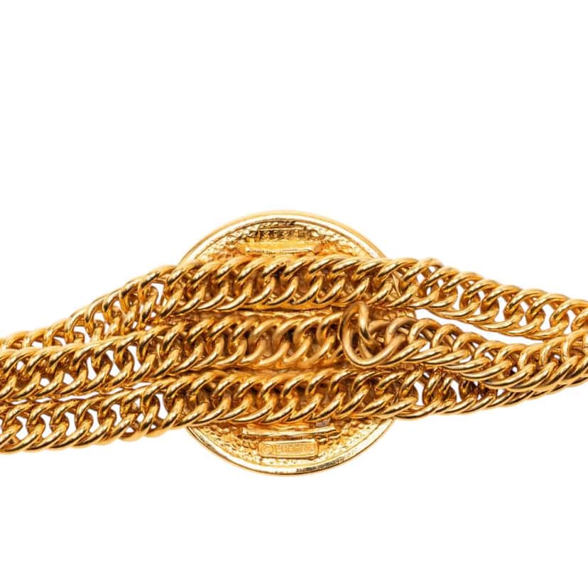 Chanel Gold Plated Medallion Multistrand Chain Choker Necklace Gold Metal Very good condition - Inside View