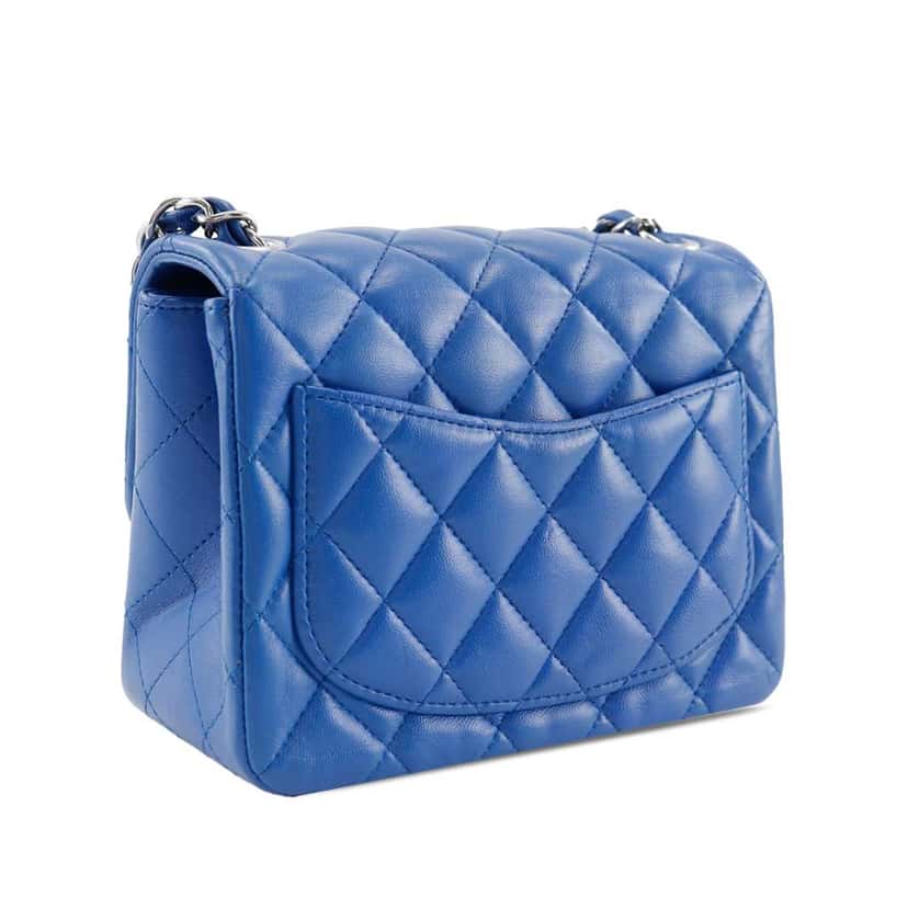 Chanel Mini Square Classic Lambskin Single Flap Blue Leather Very good condition - Inside View