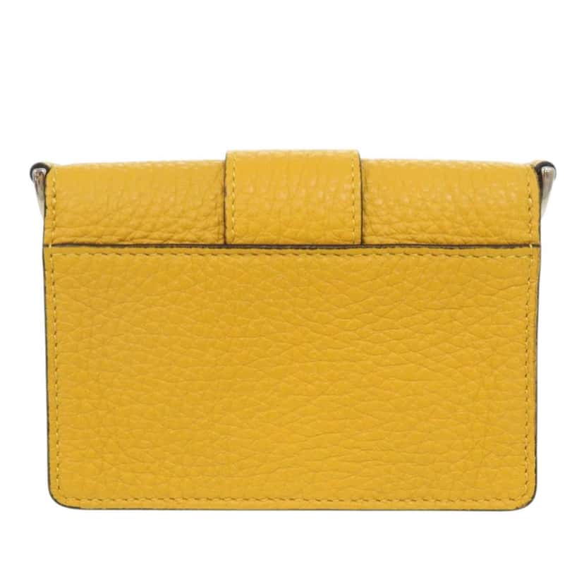 Fendi Micro Leather Flat Baguette Crossbody Yellow Leather Very good condition - Back View