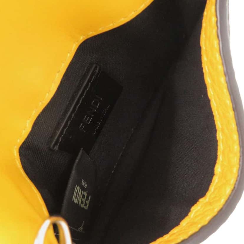 Fendi Micro Leather Flat Baguette Crossbody Yellow Leather Very good condition - Inside View