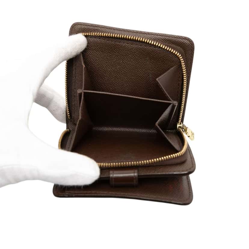 Louis Vuitton Damier Ebene Compact Zip Wallet Brown Very good condition - Model View