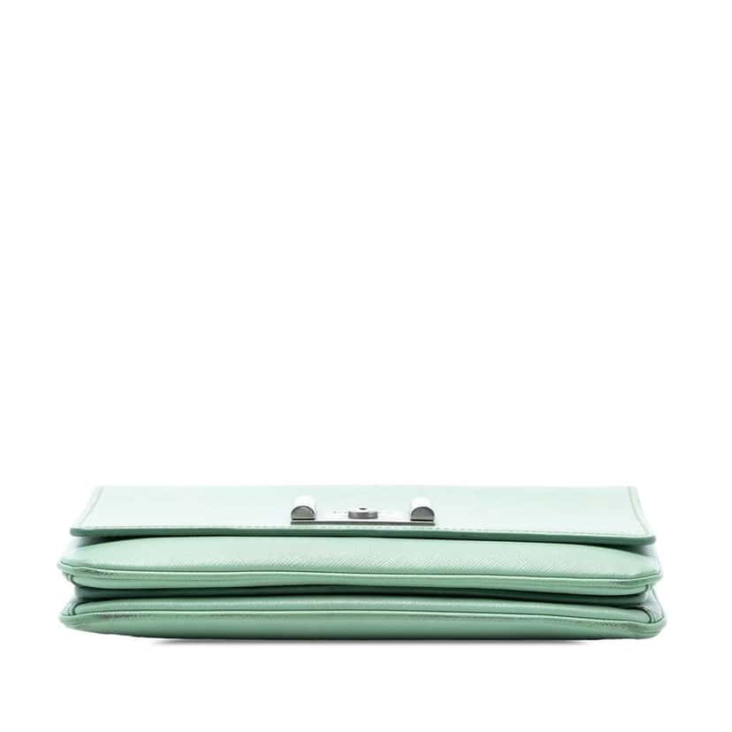 Prada Saffiano Lux Chain Lock Flap Green Leather Very good condition - Inside View