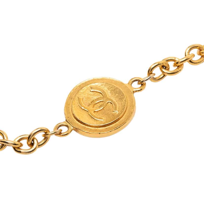Chanel CC Gold Plated Coin Chain Long Necklace Gold Metal Very good condition - Back View