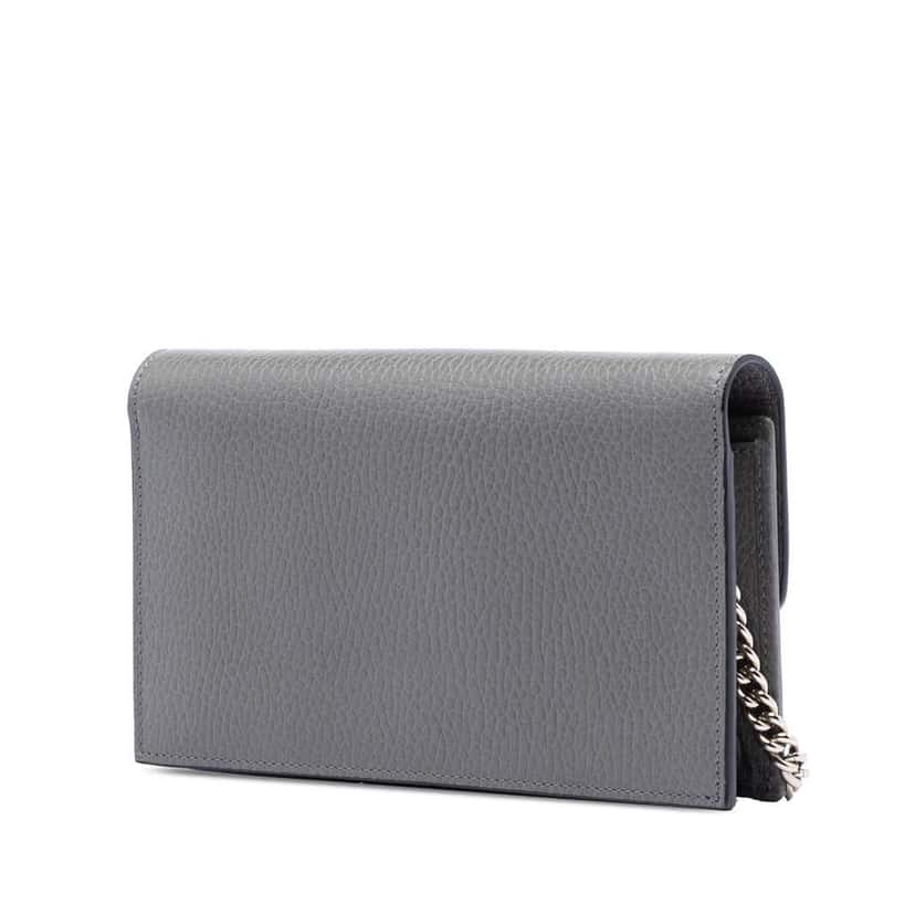 Gucci Leather Interlocking G Dollar Wallet on Chain Grey Leather Very good condition - Back View