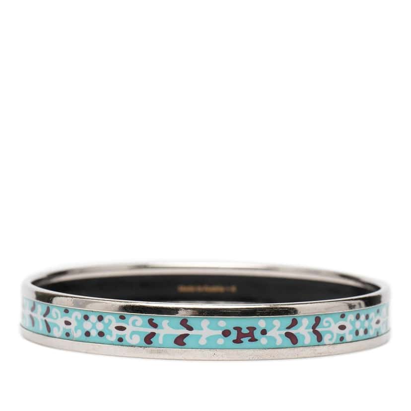 Hermès Narrow Flower Petal Enamel Bangle 62 Blue Very good condition - Inside View