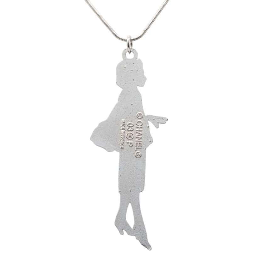Chanel Silver Plated Mademoiselle Pendant Necklace Silver Metal Very good condition - Inside View