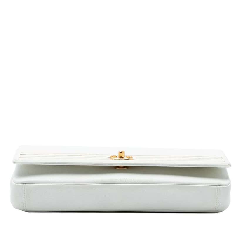 Chanel Caviar Captain Gold Clutch White Leather Very good condition - Inside View