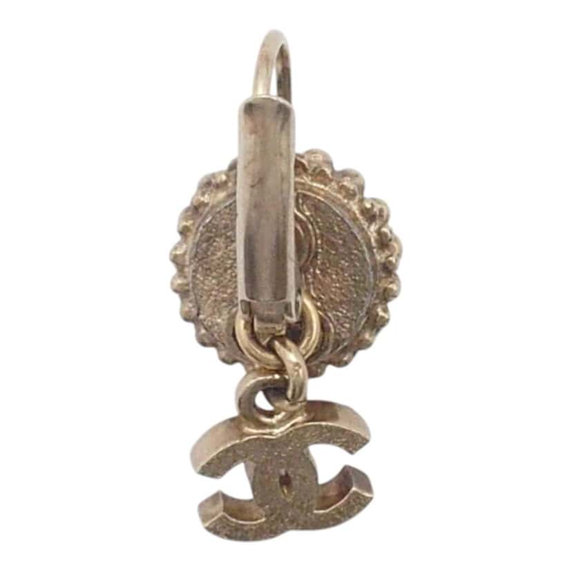Chanel CC Gold Plated Faux Pearl Strass Clip On Earrings Gold Metal Very good condition - Box View