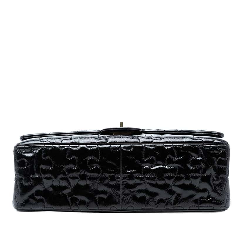 Chanel Reissue 2.55 Crackled Patent Puzzle Double Flap 226 Black Leather Very good condition - Inside View