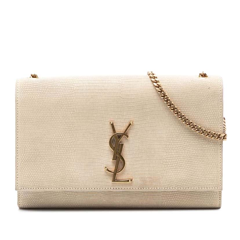 Saint Laurent Medium Embossed Nubuck Monogram Kate Crossbody Brown Leather Very good condition - Front View