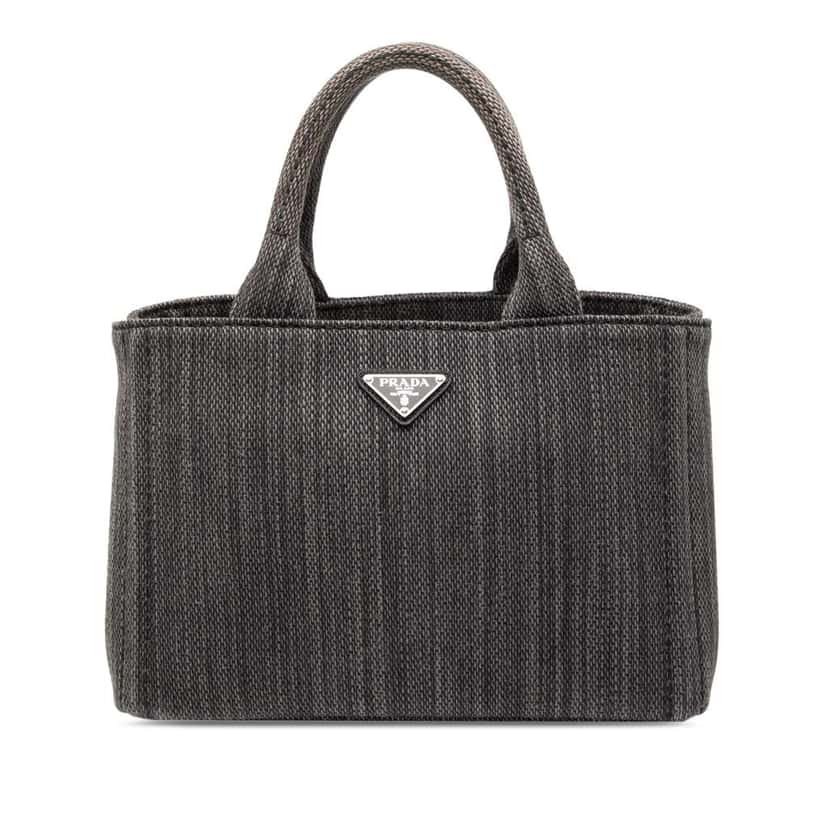 Prada Small Canvas Canapa Satchel Grey Denim Very good condition - Front View