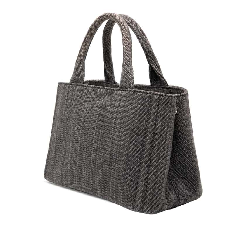 Prada Small Canvas Canapa Satchel Grey Denim Very good condition - Back View