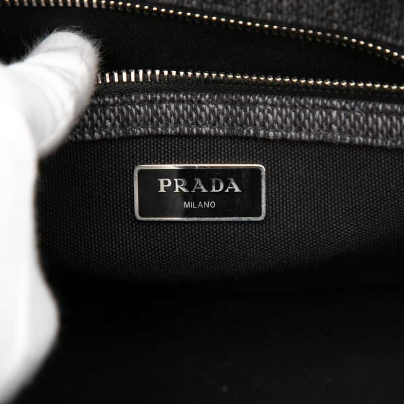 Prada Small Canvas Canapa Satchel Grey Denim Very good condition - Box View