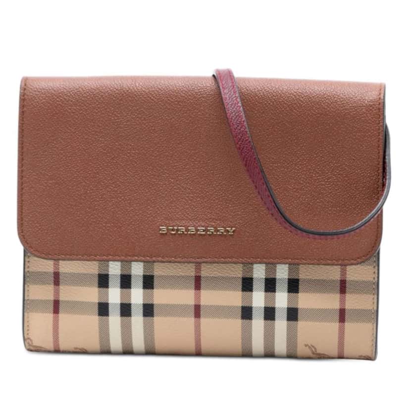 Burberry Haymarket Check Coated Canvas and Calfskin Loxley Crossbody Beige Canvas Very good condition - Front View