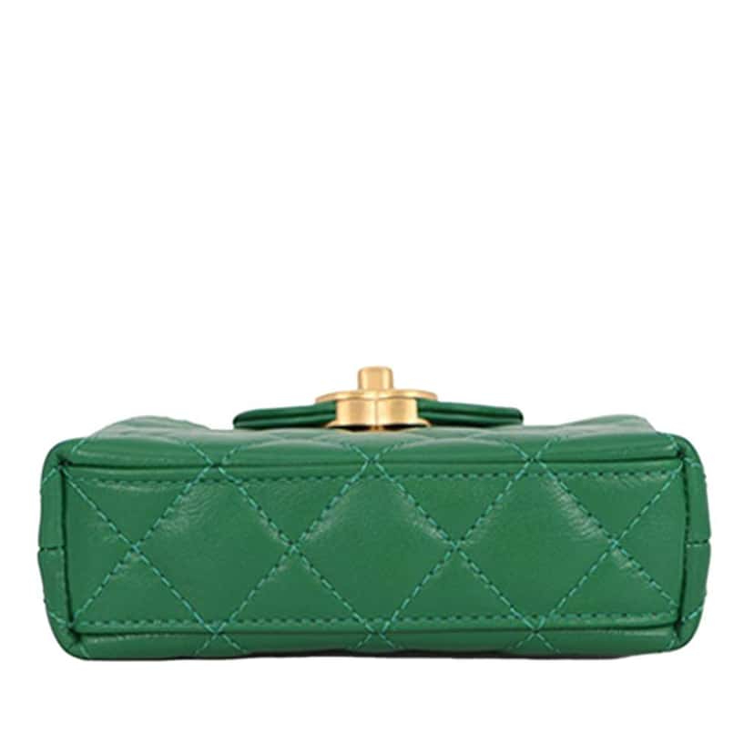 Chanel Nano Aged Calfskin Kelly Shopper Bag Green Leather Never worn - Inside View