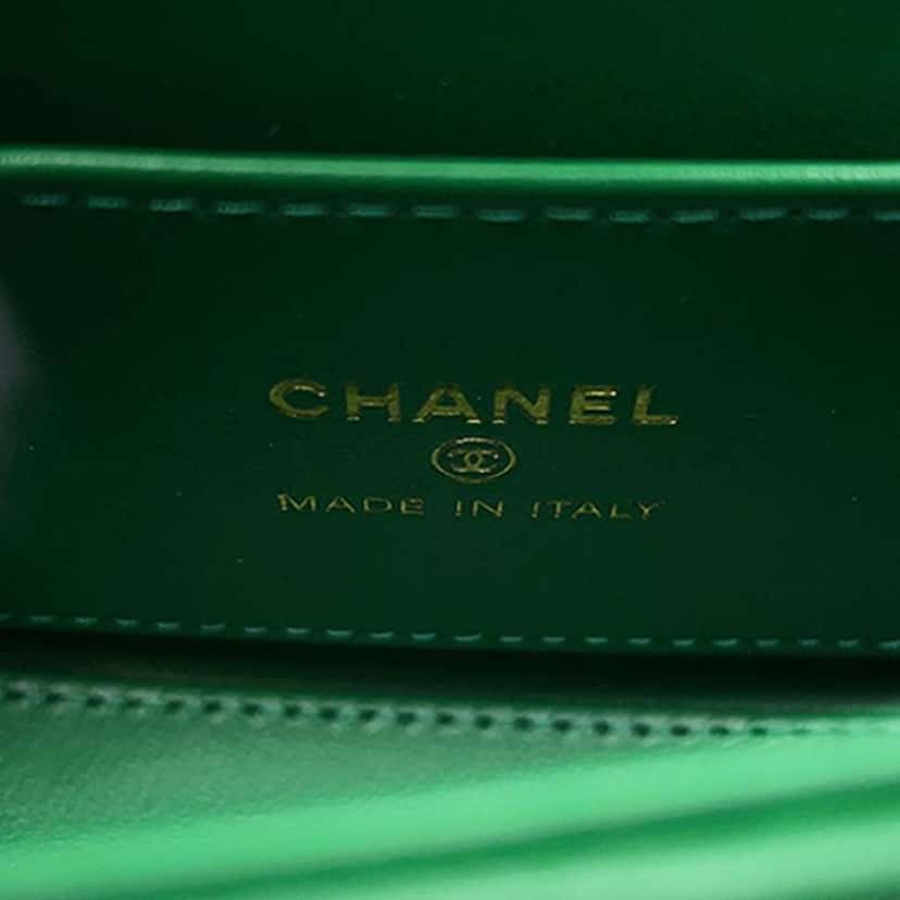 Chanel Nano Aged Calfskin Kelly Shopper Bag Green Leather Never worn - Box View
