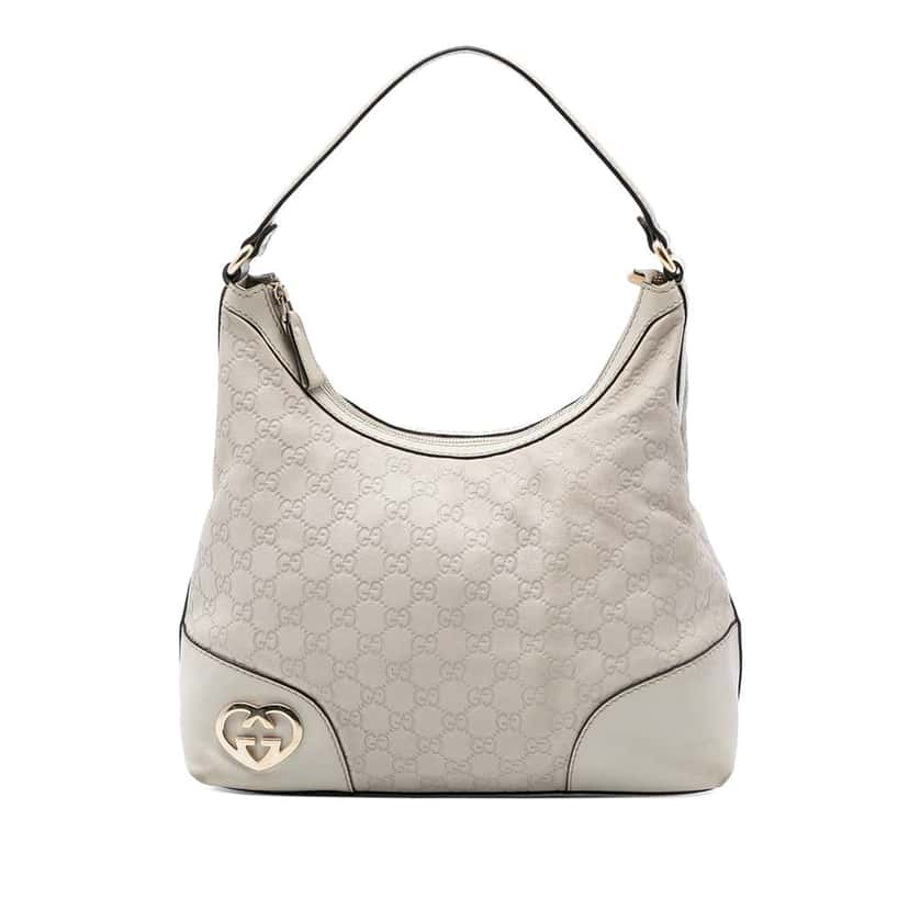 Gucci Guccissima Lovely Shoulder Bag White Leather Very good condition - Front View
