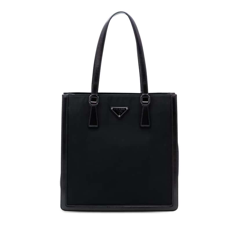 Prada Leather Trimmed Tessuto Tote Black Very good condition - Front View