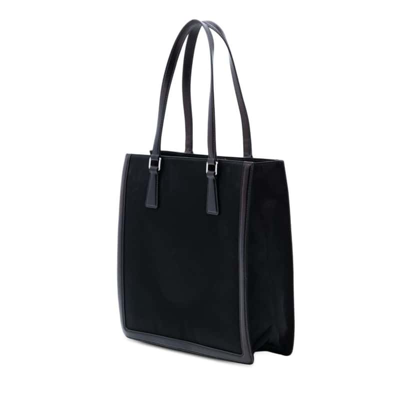 Prada Leather Trimmed Tessuto Tote Black Very good condition - Back View