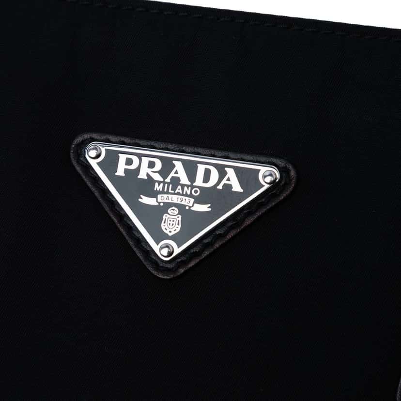 Prada Leather Trimmed Tessuto Tote Black Very good condition - Box View