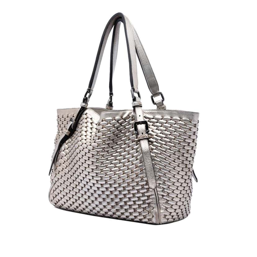 Burberry Metallic Woven Leather Tote Gold Leather Very good condition - Back View