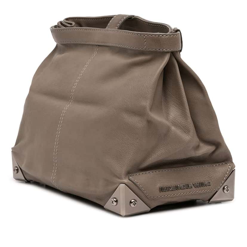 Alexander Wang Leather Fold Over Trunk Adele Clutch Brown Leather Very good condition - Back View
