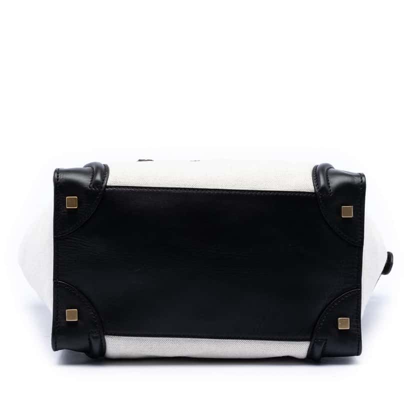 Celine Mini Bicolor Canvas and Leather Luggage Tote Brown Canvas Very good condition - Inside View