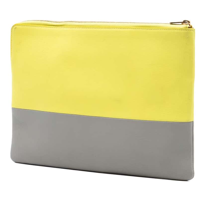 Celine Bicolor Leather Solo Clutch Yellow Leather Very good condition - Back View