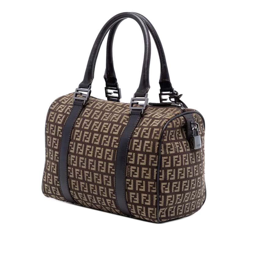 Fendi Zucchino Canvas Forever Boston Bag Brown Canvas Very good condition - Back View