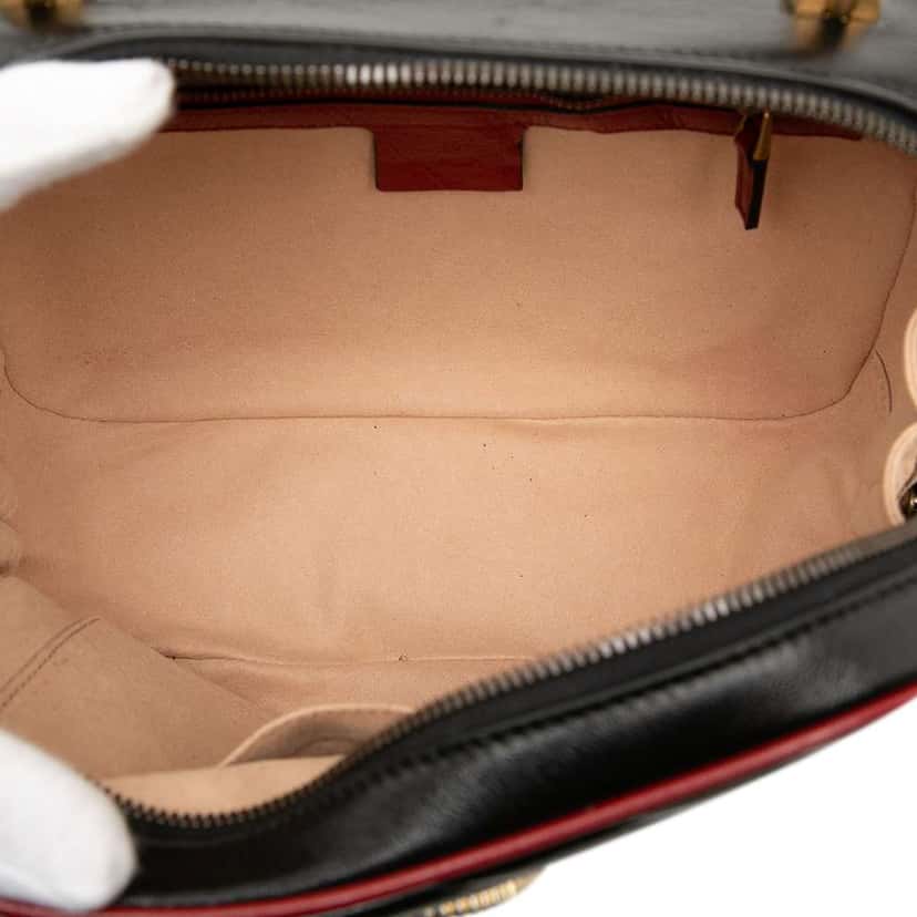 Gucci Small GG Marmont Matelasse Diagonal Leather Torchon Bamboo Satchel Black Leather Very good condition - Model View
