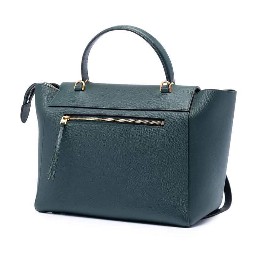 Celine Mini Grained Calfskin Belt Bag Green Leather Very good condition - Back View