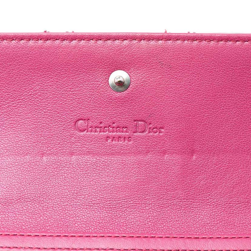 Dior Patent Cannage Lady Dior Wallet On Chain Pink Leather Very good condition - Box View