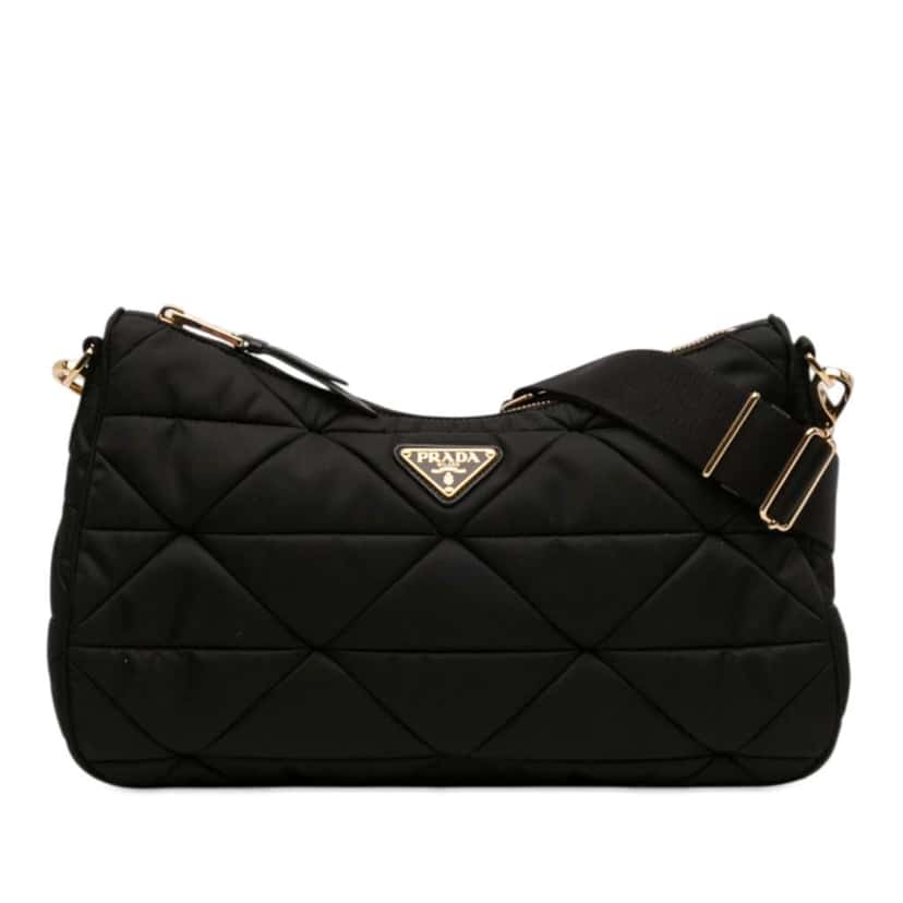 Prada Large Padded Re Nylon Crossbody Black Very good condition - Front View