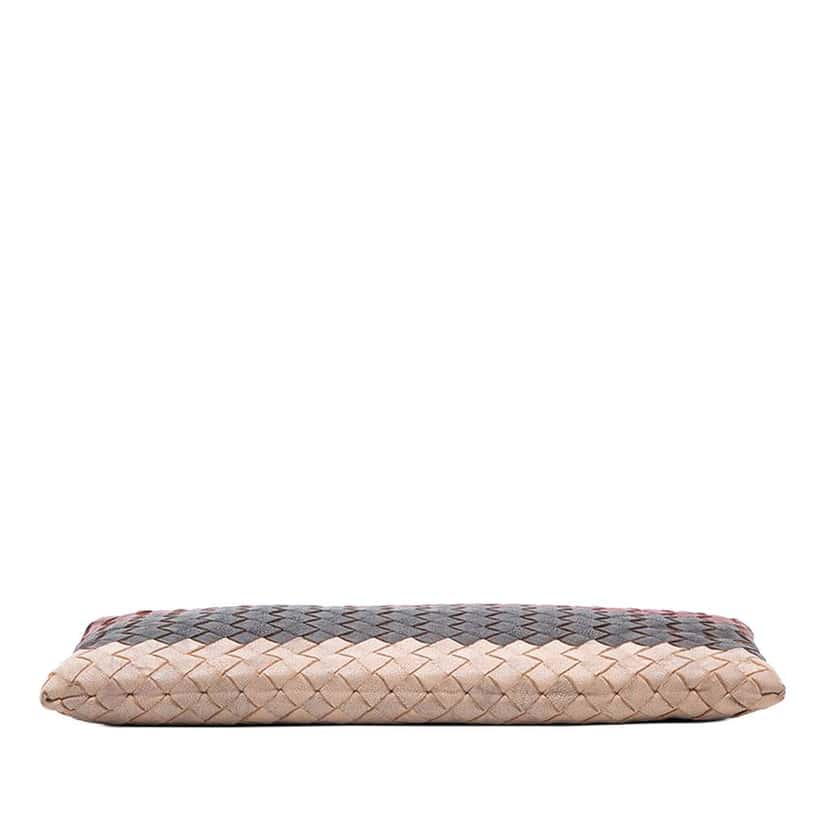 Bottega Veneta Tricolor Nappa Intrecciato Clutch Red Leather Very good condition - Inside View