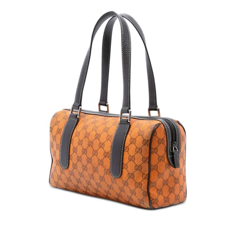 Gucci GG Canvas Boston Bag Orange Canvas Very good condition - Back View