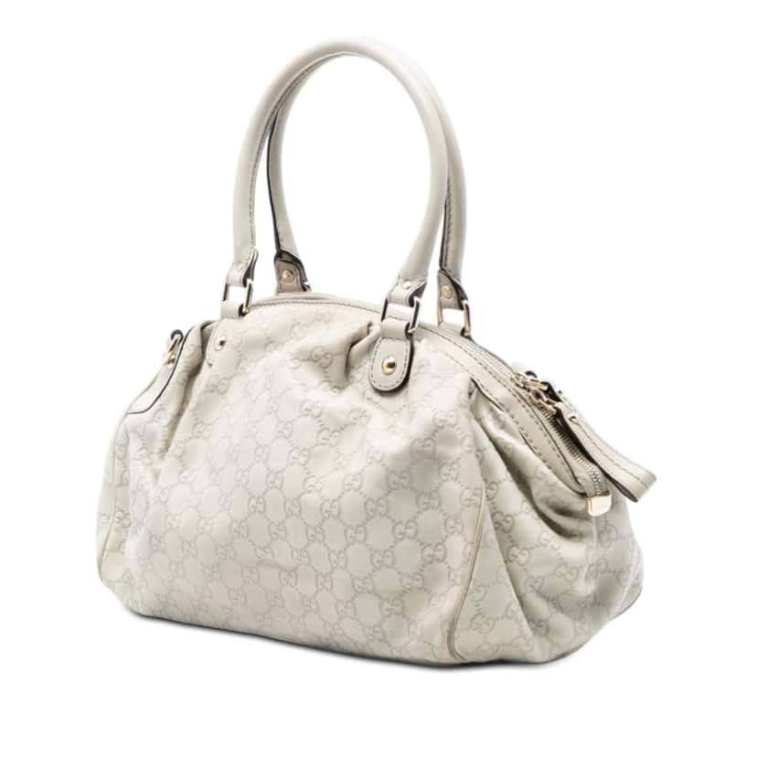 Gucci Guccissima Sukey Satchel White Leather Very good condition - Back View