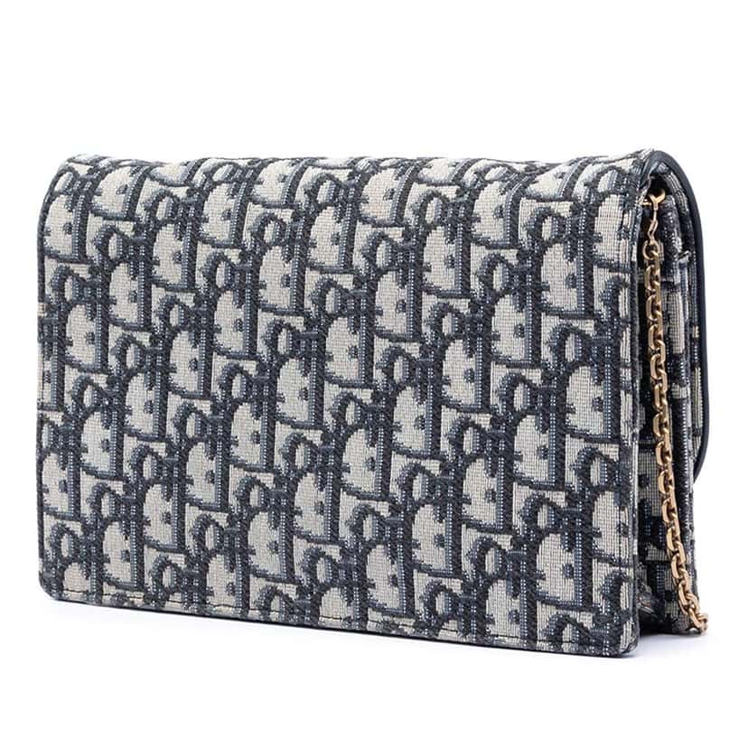 Dior Oblique Canvas Saddle Pouch Wallet on Chain Blue Canvas Very good condition - Back View