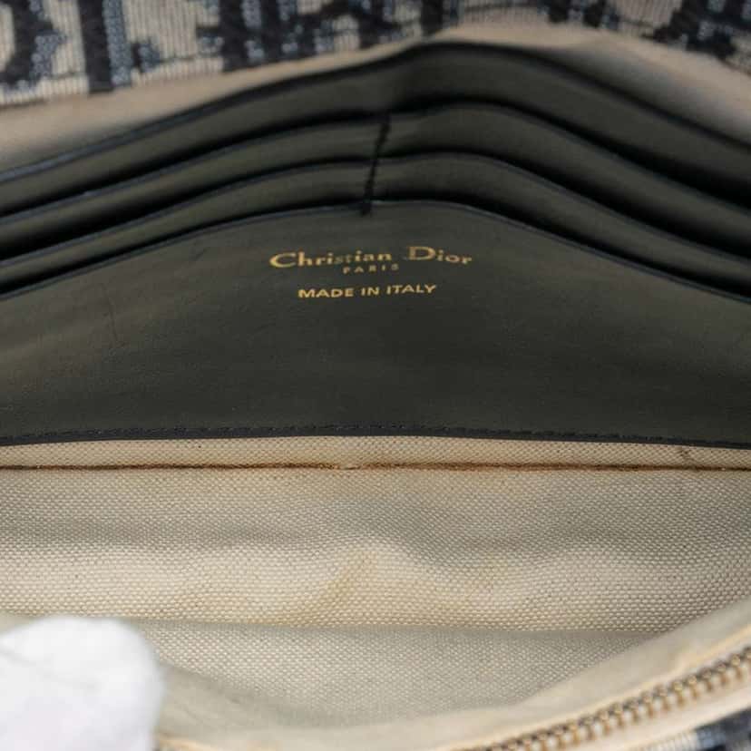 Dior Oblique Canvas Saddle Pouch Wallet on Chain Blue Canvas Very good condition - Model View