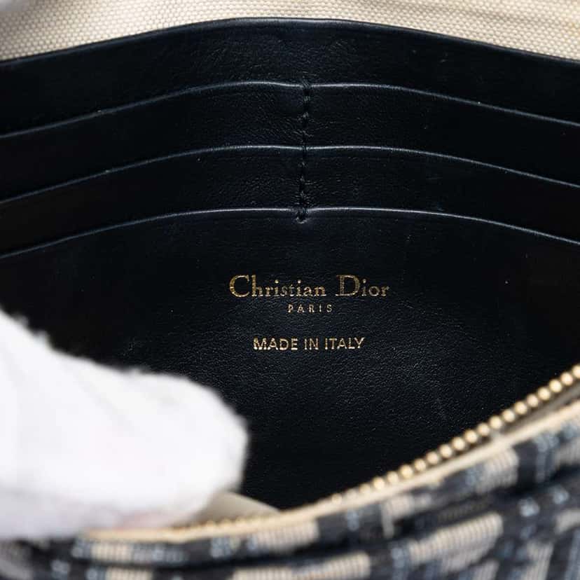 Dior Oblique Canvas Saddle Pouch Wallet on Chain Blue Canvas Very good condition - Box View