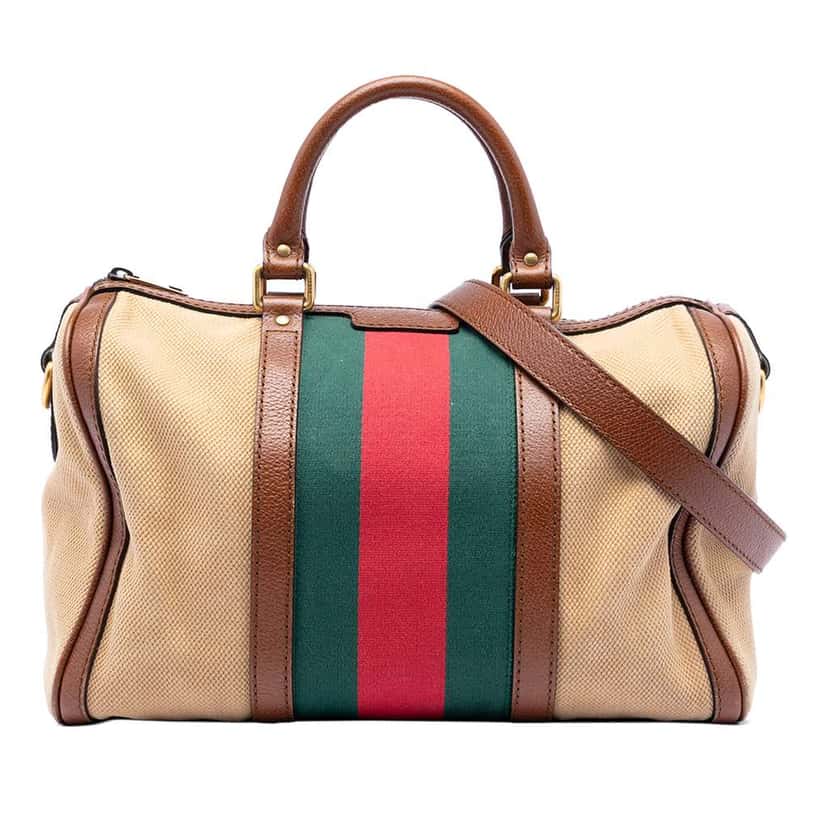 Gucci Medium Canvas Web Joy Boston Bag Beige Canvas Very good condition - Front View