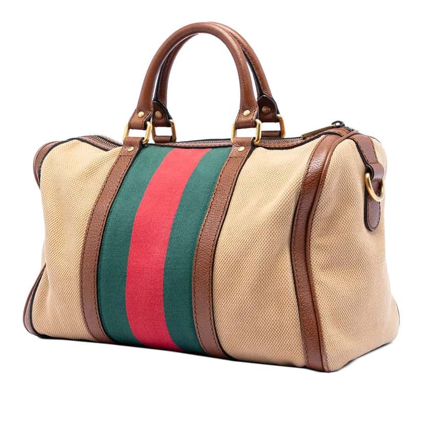 Gucci Medium Canvas Web Joy Boston Bag Beige Canvas Very good condition - Back View