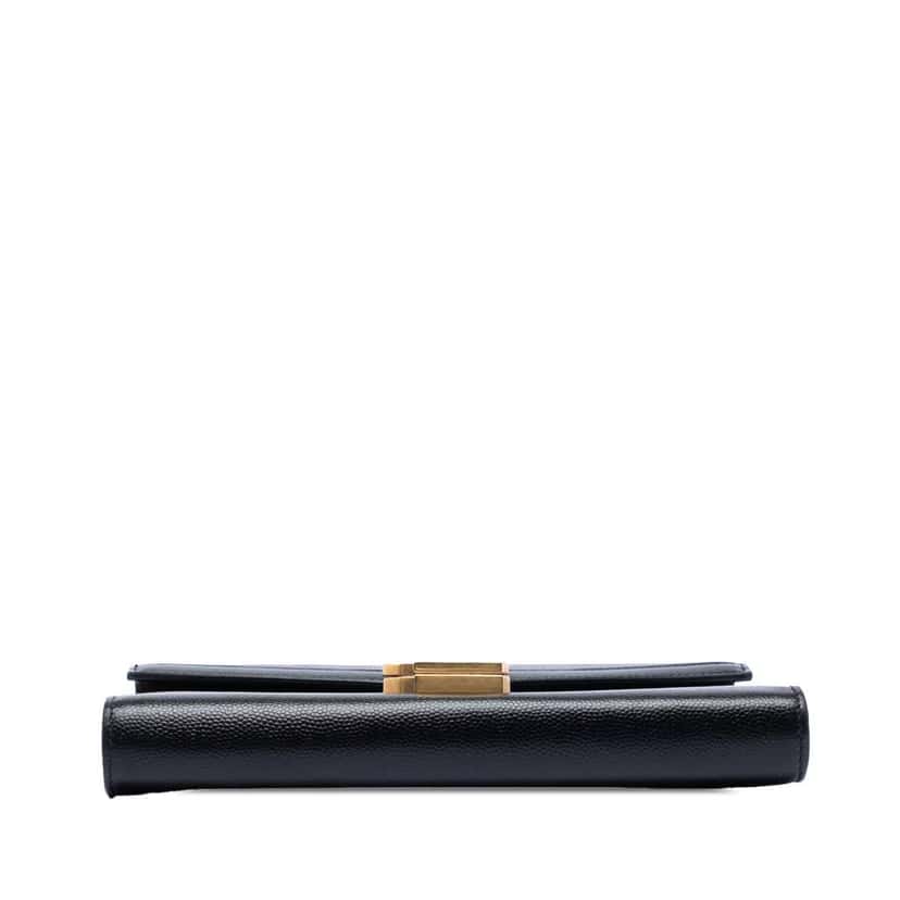 Saint Laurent Grain De Poudre Monogram Cassandra Chain Wallet Black Leather Very good condition - Inside View