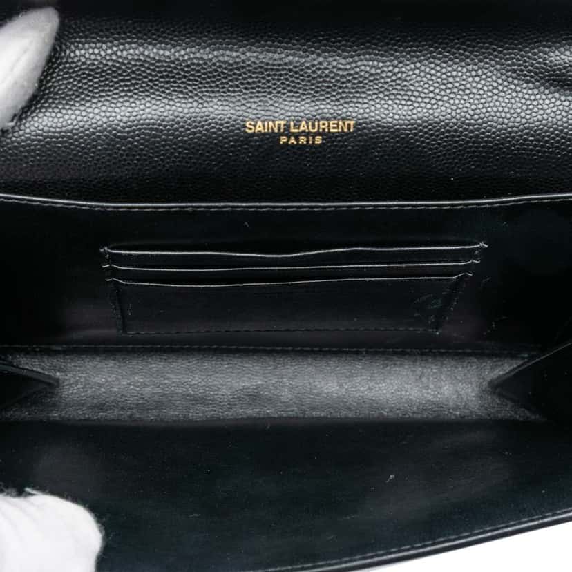 Saint Laurent Grain De Poudre Monogram Cassandra Chain Wallet Black Leather Very good condition - Model View