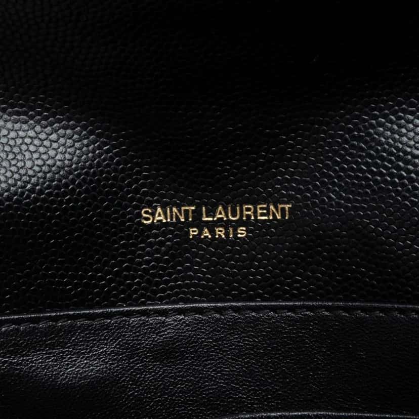 Saint Laurent Grain De Poudre Monogram Cassandra Chain Wallet Black Leather Very good condition - Box View