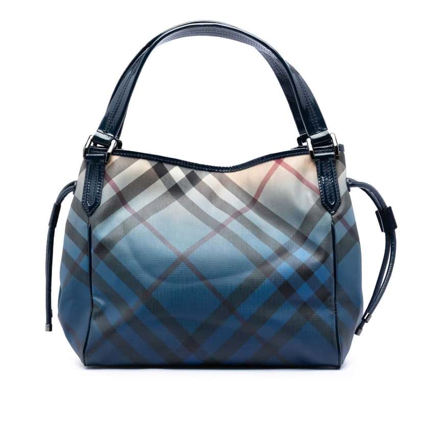 Burberry Supernova Check Ombre Coated Canvas Bilmore Tote Blue Canvas Very good condition - Front View