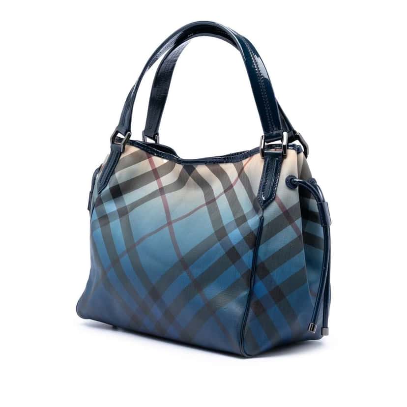 Burberry Supernova Check Ombre Coated Canvas Bilmore Tote Blue Canvas Very good condition - Back View