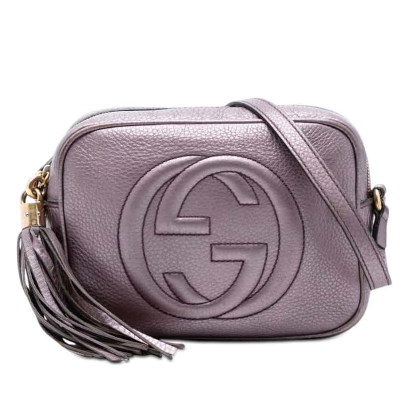 Gucci Metallic Leather Soho Disco Crossbody Purple Leather Very good condition - Front View