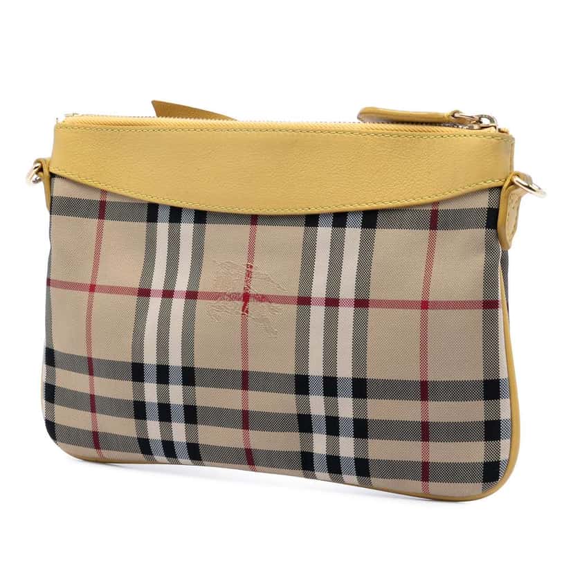 Burberry Haymarket Check Coated Canvas Bow Tie Crossbody Beige Canvas Very good condition - Back View