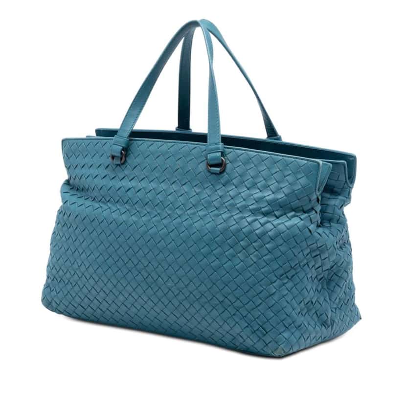 Bottega Veneta Nappa Intrecciato Accordion Satchel Blue Leather Very good condition - Back View