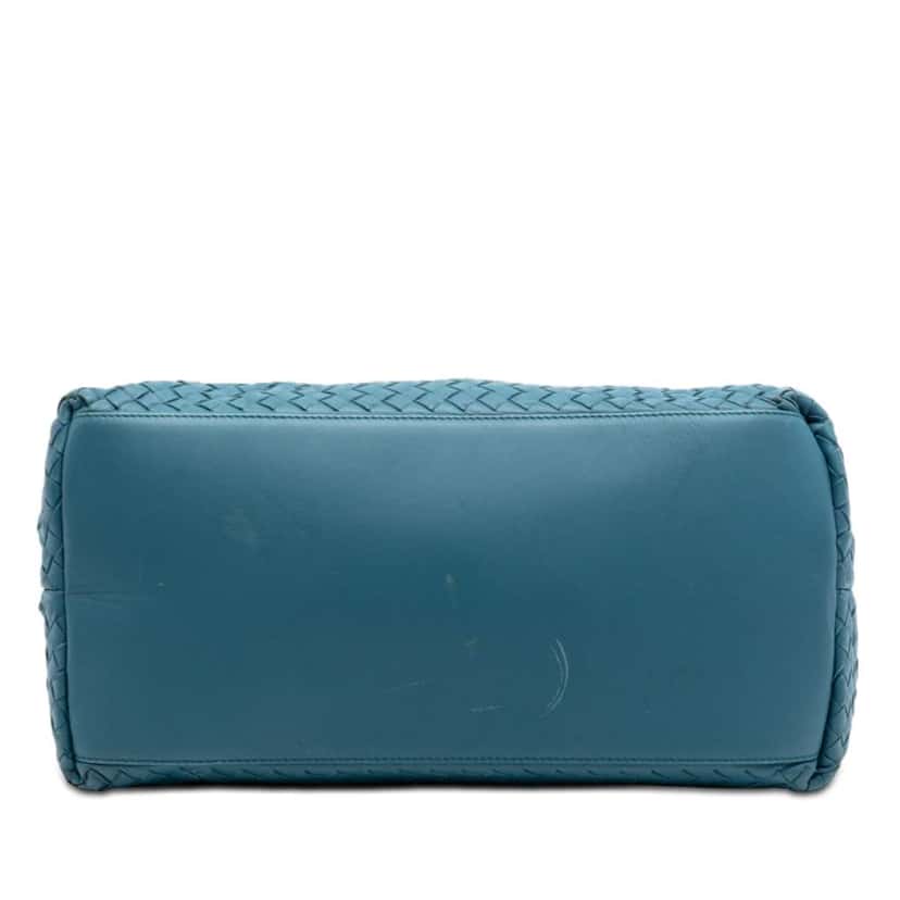 Bottega Veneta Nappa Intrecciato Accordion Satchel Blue Leather Very good condition - Inside View